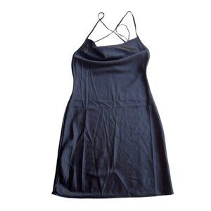 H&M Black Satin Cowl Neckline Mink Dress US XXS